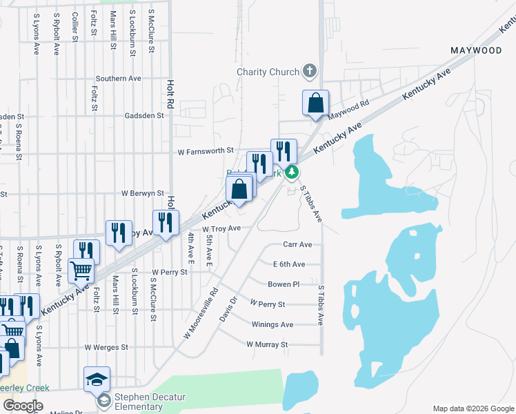 map of restaurants, bars, coffee shops, grocery stores, and more near 2930 West Mooresville Road in Indianapolis