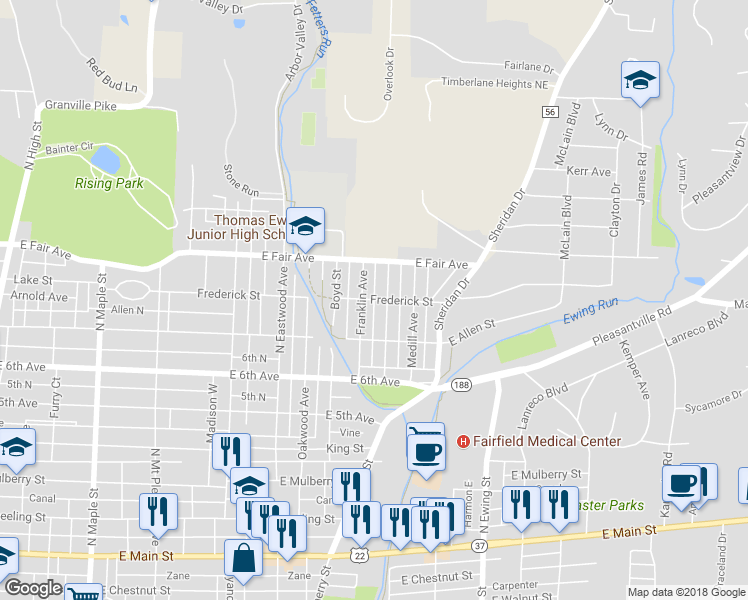 map of restaurants, bars, coffee shops, grocery stores, and more near 946 Frederick Street in Lancaster