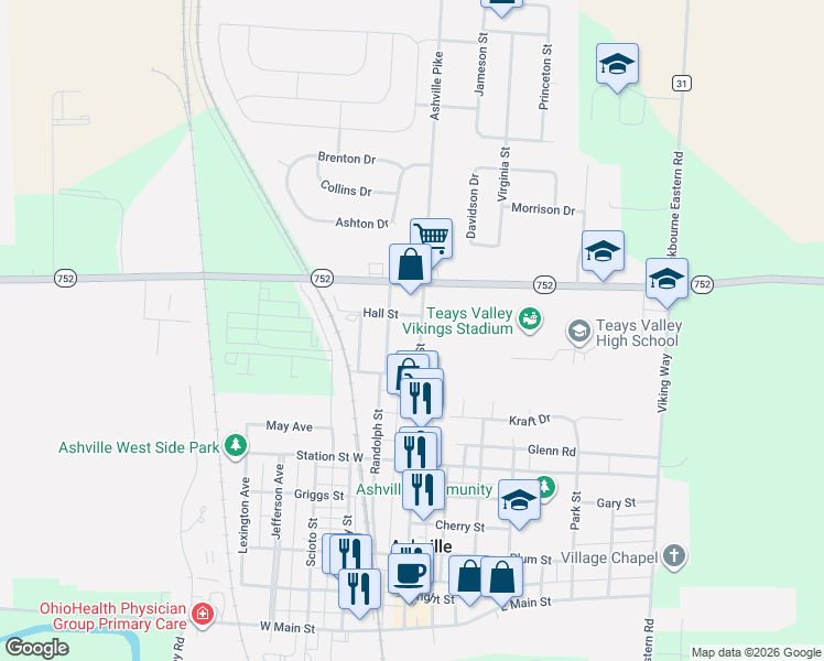 map of restaurants, bars, coffee shops, grocery stores, and more near 430 Long Street in Ashville