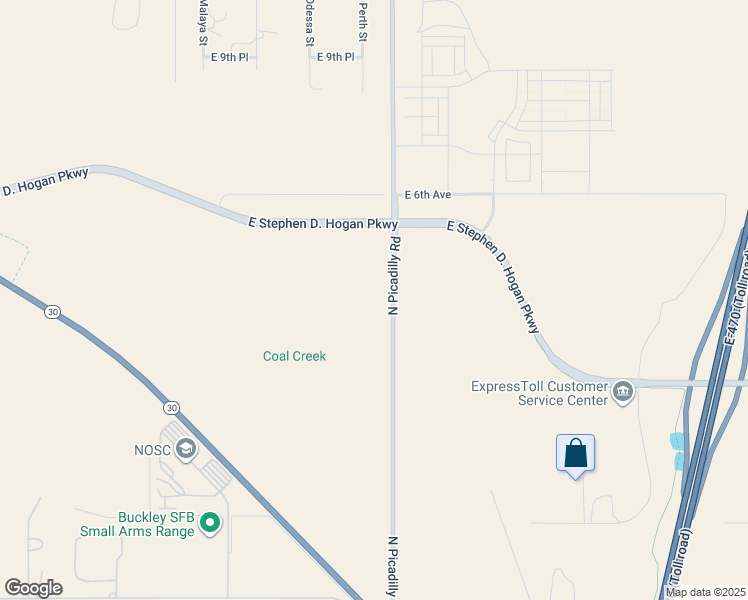 map of restaurants, bars, coffee shops, grocery stores, and more near 225-445 South Picadilly Road in Aurora