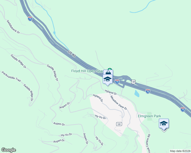 map of restaurants, bars, coffee shops, grocery stores, and more near 88 Hyland Drive in Evergreen
