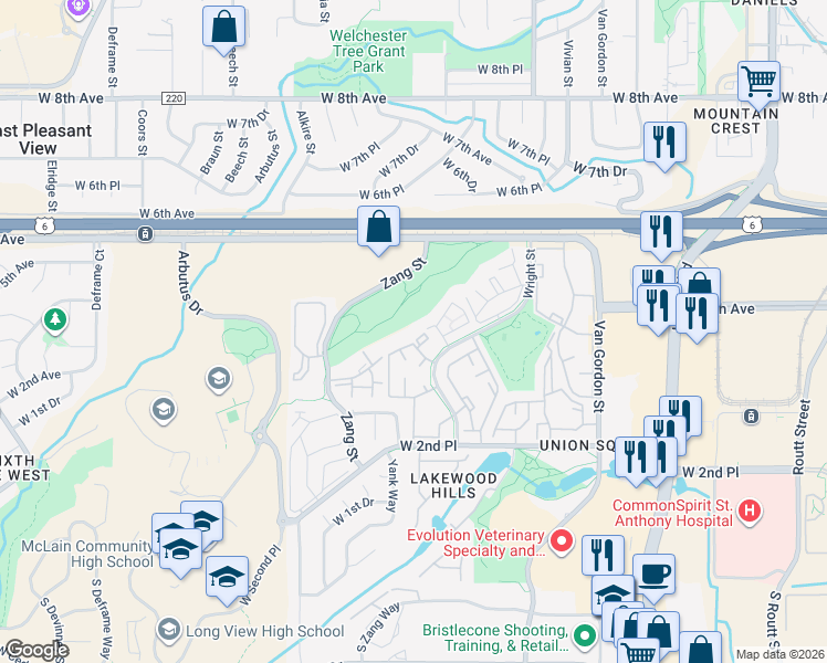 map of restaurants, bars, coffee shops, grocery stores, and more near 431 Wright Street in Lakewood