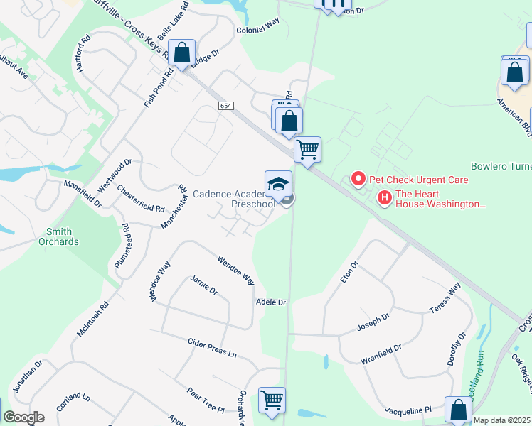 map of restaurants, bars, coffee shops, grocery stores, and more near 106 Firethorne Court in Washington Township