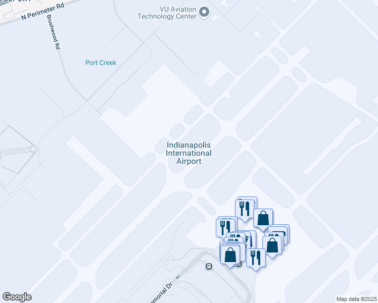 map of restaurants, bars, coffee shops, grocery stores, and more near 7800 Col. H. Weir Cook Memorial Drive in Indianapolis