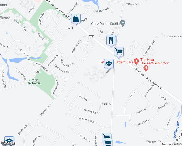 map of restaurants, bars, coffee shops, grocery stores, and more near 1107 Hawthorne Court in Washington Township