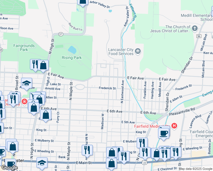 map of restaurants, bars, coffee shops, grocery stores, and more near 826 Schory Avenue in Lancaster