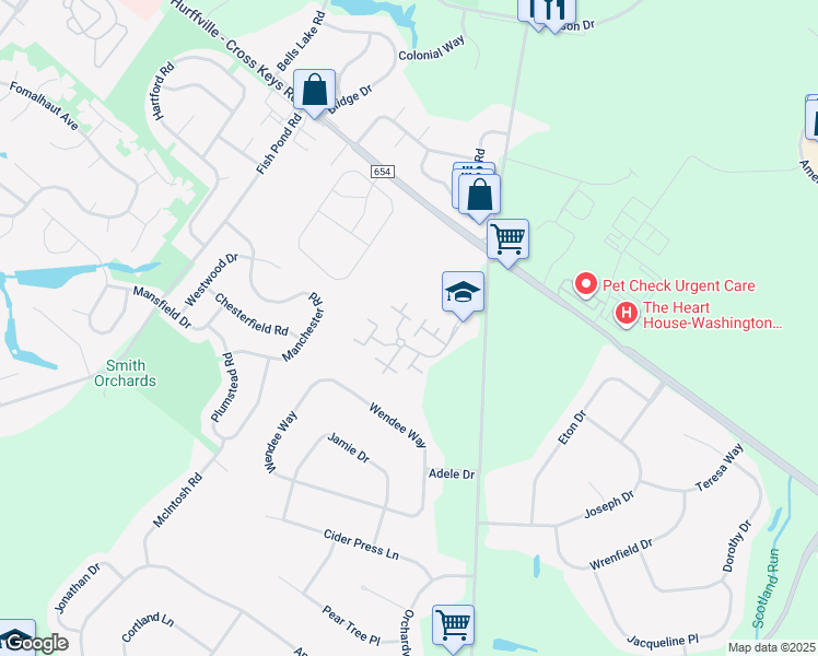 map of restaurants, bars, coffee shops, grocery stores, and more near 1006 Briarwood Court in Washington Township