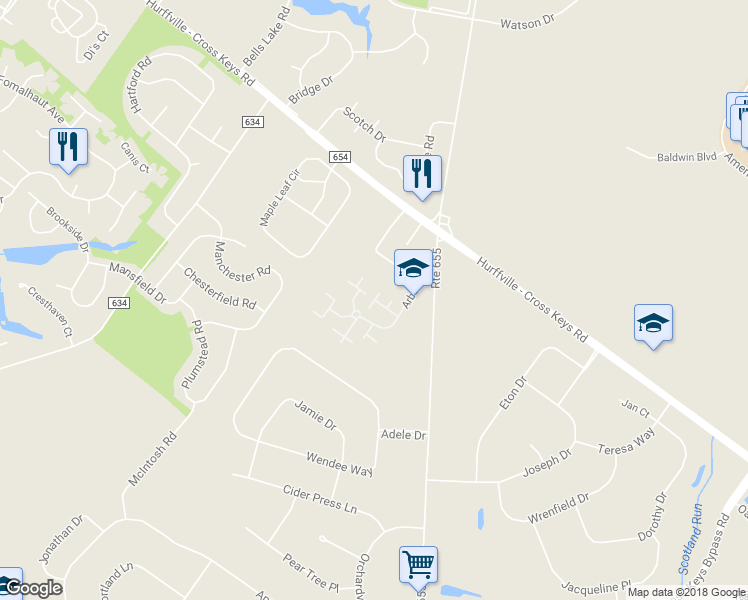 map of restaurants, bars, coffee shops, grocery stores, and more near 77 Firethorne Court in Washington Township