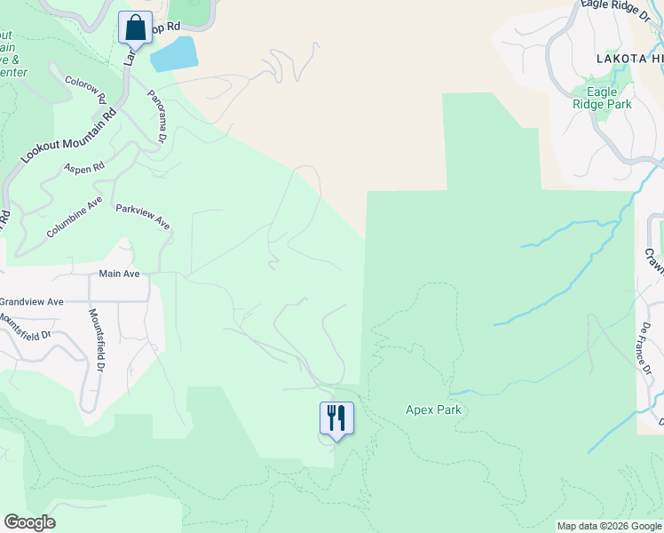 map of restaurants, bars, coffee shops, grocery stores, and more near 20453 Sky Meadow Lane in Golden