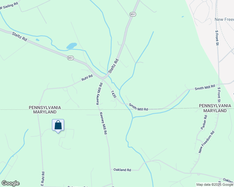 map of restaurants, bars, coffee shops, grocery stores, and more near 3188 Smith Mill Road in New Freedom