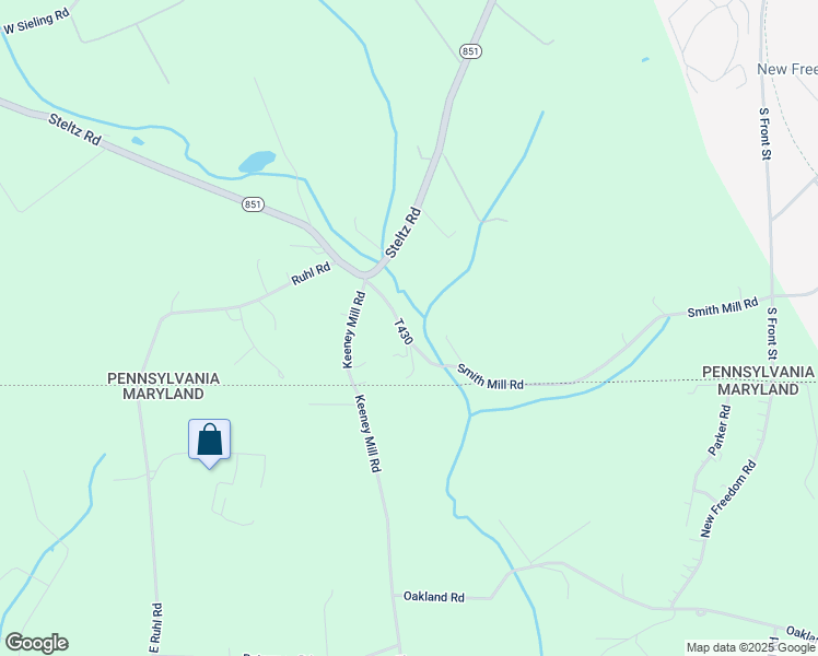 map of restaurants, bars, coffee shops, grocery stores, and more near 3188 Smith Mill Road in New Freedom