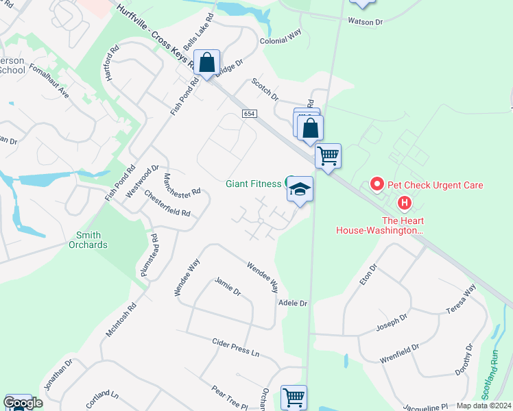 map of restaurants, bars, coffee shops, grocery stores, and more near 1006 Briarwood Court in Washington Township
