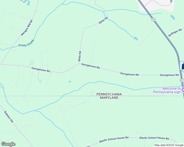 map of restaurants, bars, coffee shops, grocery stores, and more near 1051 Georgetown Road in Littlestown