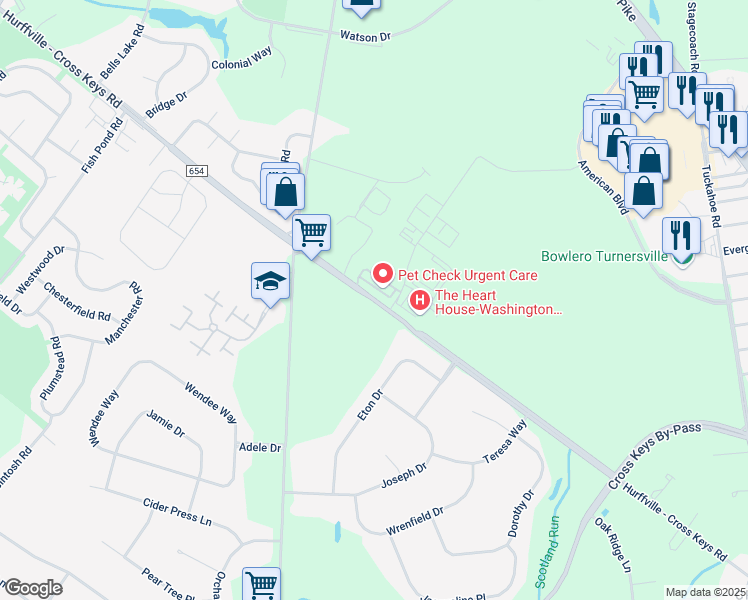 map of restaurants, bars, coffee shops, grocery stores, and more near 257 Hurffville - Cross Keys Road in Washington Township