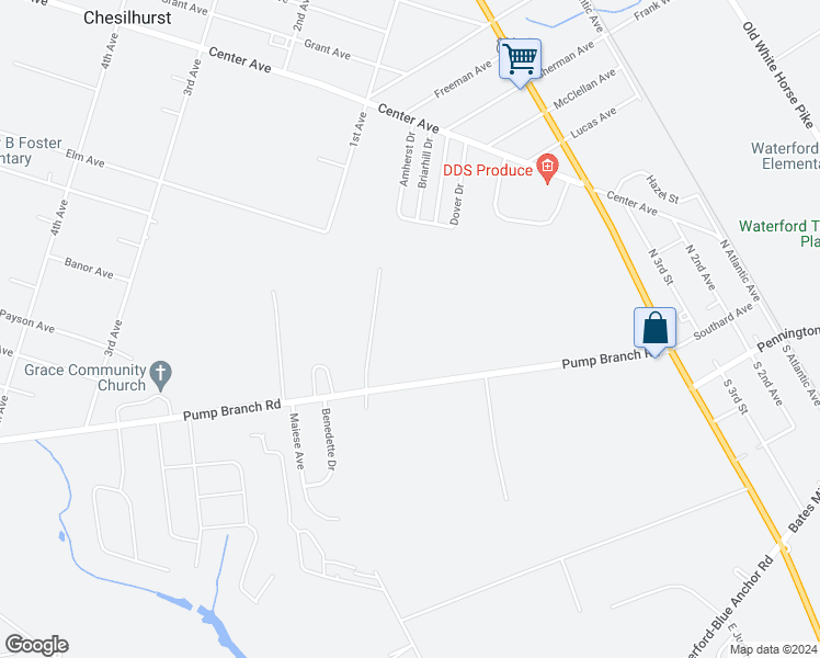 map of restaurants, bars, coffee shops, grocery stores, and more near 219 Pump Branch Road in Winslow Township