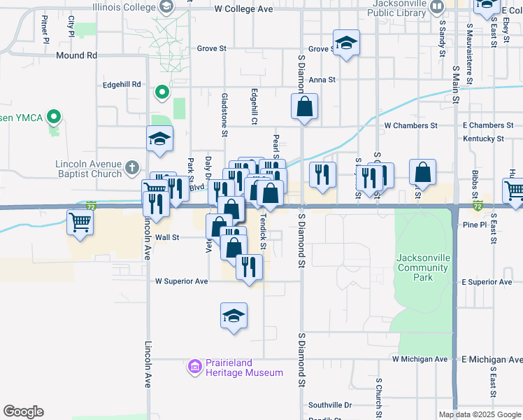 map of restaurants, bars, coffee shops, grocery stores, and more near in Jacksonville