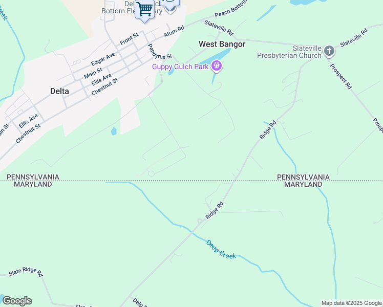 map of restaurants, bars, coffee shops, grocery stores, and more near 201 Slate Spring Road in Delta