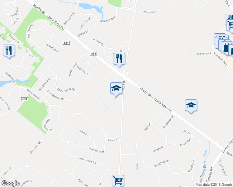 map of restaurants, bars, coffee shops, grocery stores, and more near 309 Fries Mill Rd in Sewell