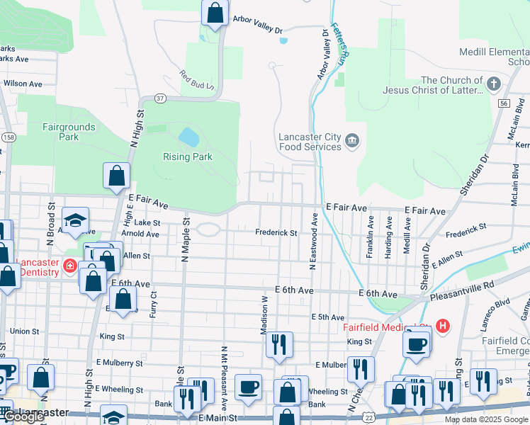 map of restaurants, bars, coffee shops, grocery stores, and more near 826 Schory Avenue in Lancaster