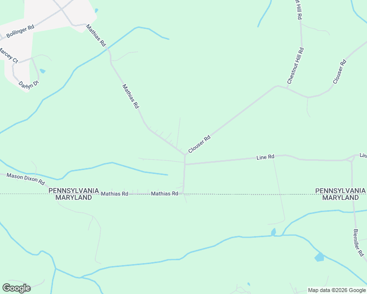 map of restaurants, bars, coffee shops, grocery stores, and more near 715 Mathias Road in Littlestown