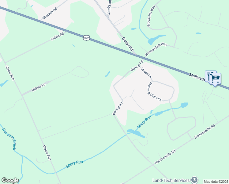 map of restaurants, bars, coffee shops, grocery stores, and more near 140 Bishop Road in Harrison Township