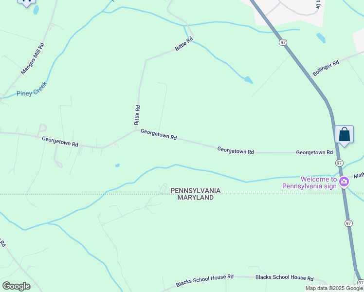 map of restaurants, bars, coffee shops, grocery stores, and more near 1105 Georgetown Road in Littlestown