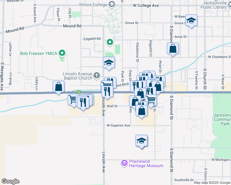 map of restaurants, bars, coffee shops, grocery stores, and more near 1101 West Morton Avenue in Jacksonville