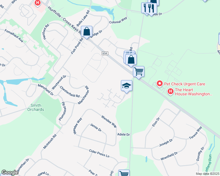 map of restaurants, bars, coffee shops, grocery stores, and more near 804 Briarwood Court in Washington Township