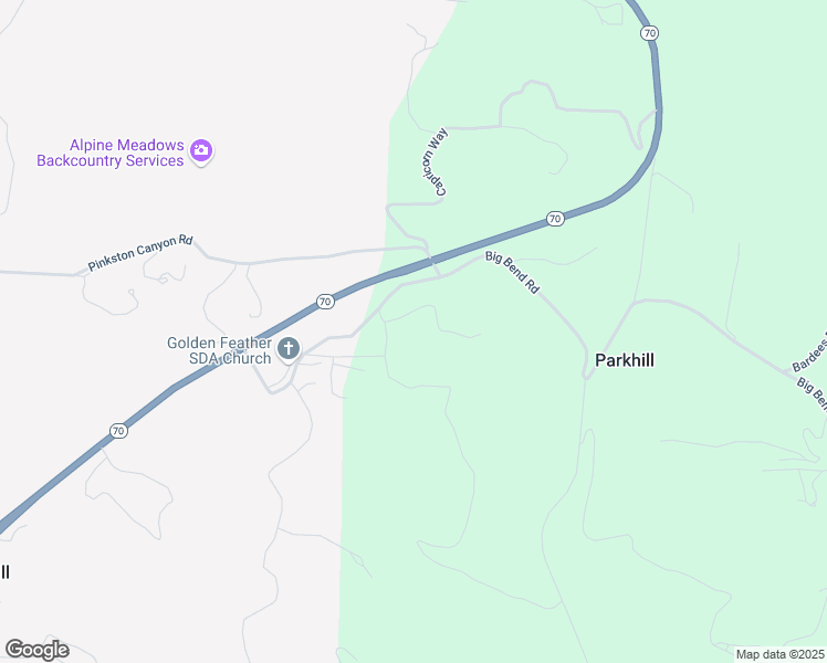 map of restaurants, bars, coffee shops, grocery stores, and more near Detlow Road in Concow