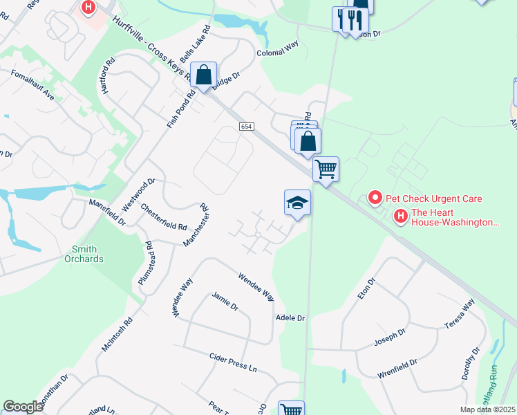 map of restaurants, bars, coffee shops, grocery stores, and more near 804 Briarwood Court in Washington Township