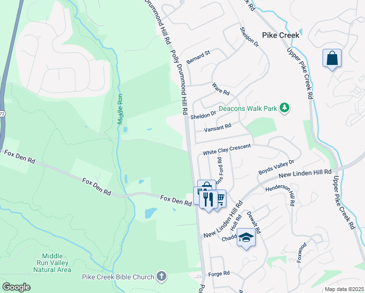 map of restaurants, bars, coffee shops, grocery stores, and more near 400 Smithmill Road in Newark