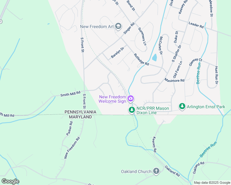 map of restaurants, bars, coffee shops, grocery stores, and more near 21 Smith Mill Road in New Freedom