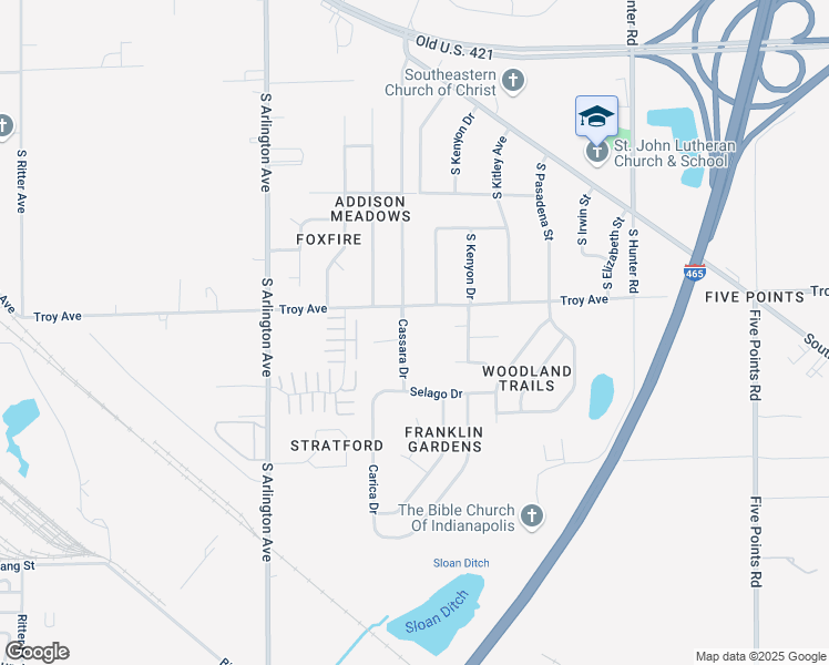 map of restaurants, bars, coffee shops, grocery stores, and more near 3055 Cassara Drive in Indianapolis