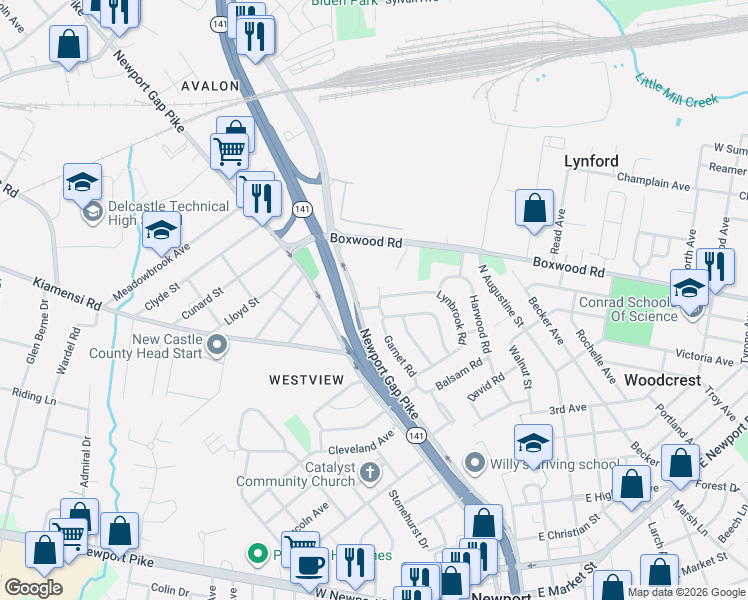 map of restaurants, bars, coffee shops, grocery stores, and more near 809 Centerville Road in Wilmington