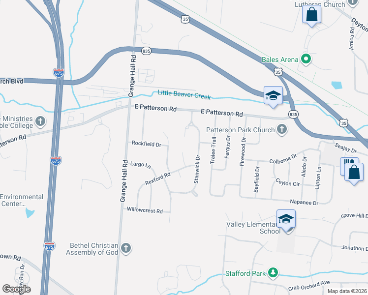 map of restaurants, bars, coffee shops, grocery stores, and more near 1110 Regal Hill Drive in Beavercreek