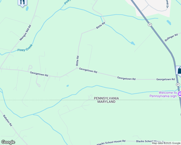 map of restaurants, bars, coffee shops, grocery stores, and more near 1051 Georgetown Road in Littlestown