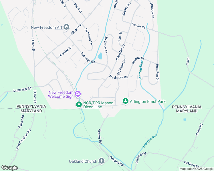 map of restaurants, bars, coffee shops, grocery stores, and more near 3 Griffin Court in New Freedom
