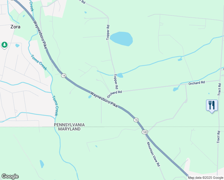 map of restaurants, bars, coffee shops, grocery stores, and more near 411 Orchard Road in Fairfield