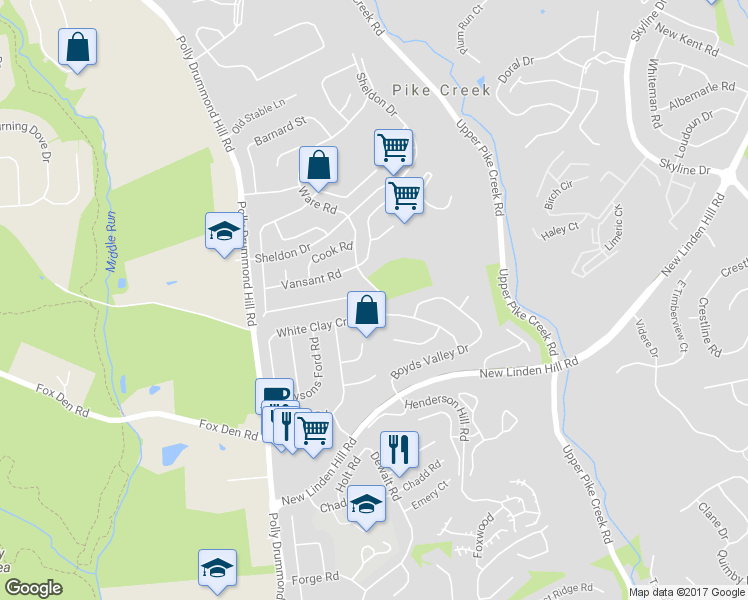 map of restaurants, bars, coffee shops, grocery stores, and more near 158 Worral Drive in Newark