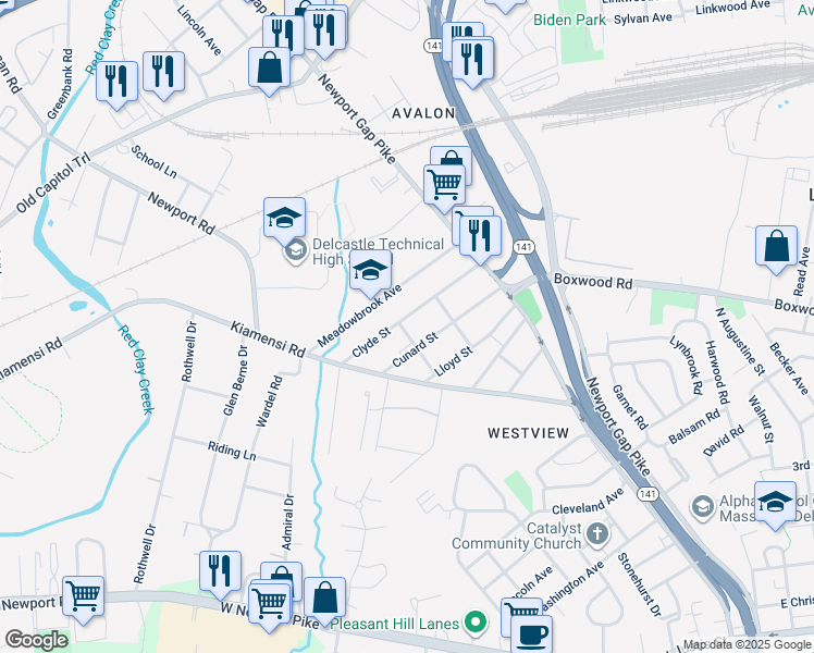 map of restaurants, bars, coffee shops, grocery stores, and more near 116 Clyde Street in Wilmington