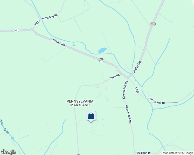 map of restaurants, bars, coffee shops, grocery stores, and more near 3438 Ruhl Road in New Freedom