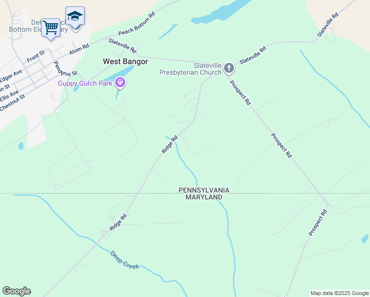 map of restaurants, bars, coffee shops, grocery stores, and more near 42 Green Road in Delta