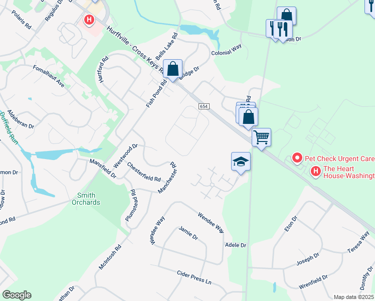 map of restaurants, bars, coffee shops, grocery stores, and more near 77 Maple Leaf Circle in Washington Township