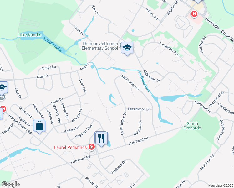 map of restaurants, bars, coffee shops, grocery stores, and more near 64 Quail Hollow Drive in Washington Township