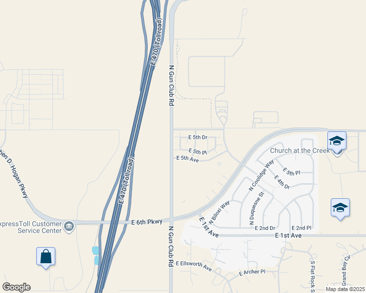 map of restaurants, bars, coffee shops, grocery stores, and more near 23405 East 5th Place in Aurora