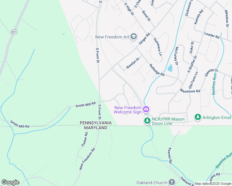 map of restaurants, bars, coffee shops, grocery stores, and more near 5 Smith Mill Road in New Freedom