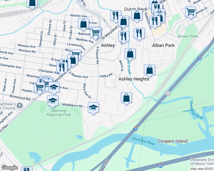 map of restaurants, bars, coffee shops, grocery stores, and more near 310 Atwood Road in Wilmington