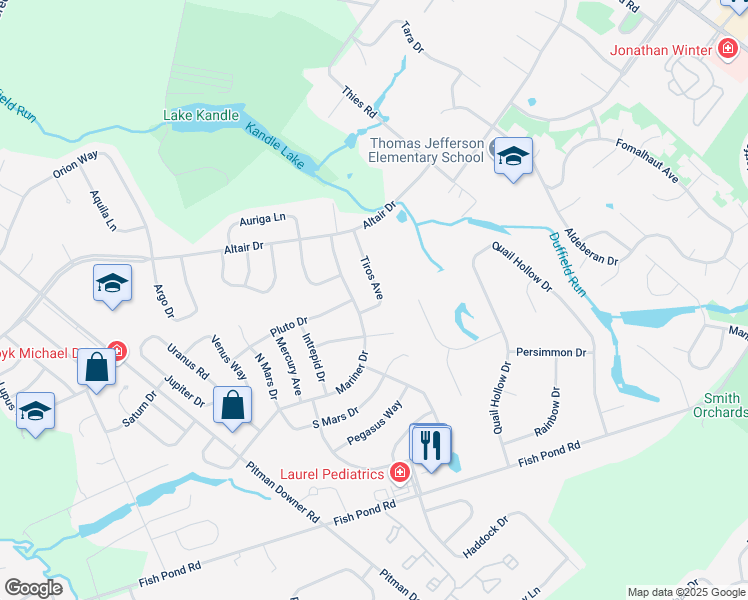 map of restaurants, bars, coffee shops, grocery stores, and more near 22 Tiros Avenue in Washington Township