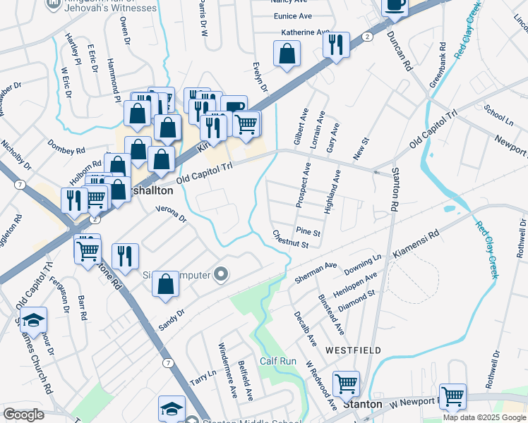 map of restaurants, bars, coffee shops, grocery stores, and more near 804 Woodland Avenue in Wilmington