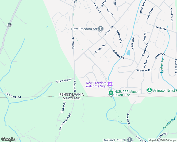 map of restaurants, bars, coffee shops, grocery stores, and more near 7 Smith Mill Road in New Freedom